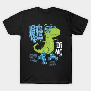 dinosaur on roller skates extreme sports on the street T-Shirt